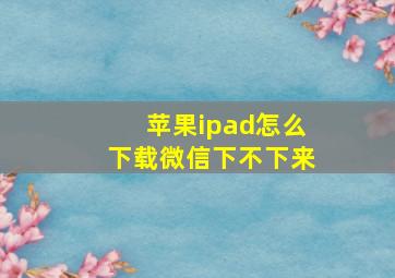 苹果ipad怎么下载微信下不下来