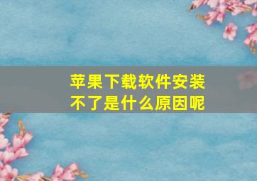 苹果下载软件安装不了是什么原因呢