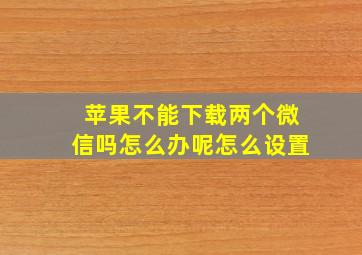 苹果不能下载两个微信吗怎么办呢怎么设置