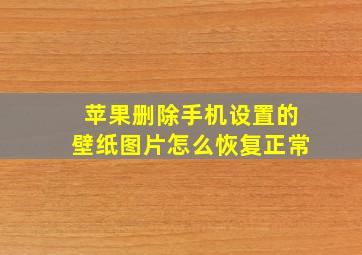 苹果删除手机设置的壁纸图片怎么恢复正常