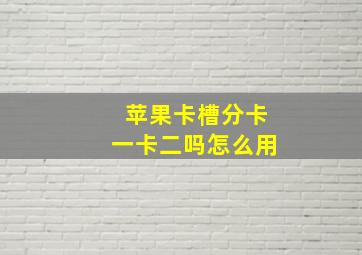 苹果卡槽分卡一卡二吗怎么用