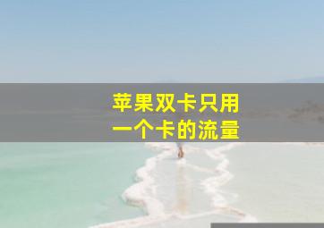 苹果双卡只用一个卡的流量