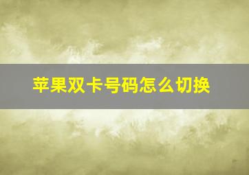 苹果双卡号码怎么切换