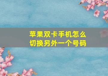 苹果双卡手机怎么切换另外一个号码