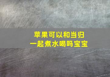 苹果可以和当归一起煮水喝吗宝宝