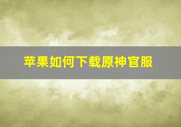 苹果如何下载原神官服