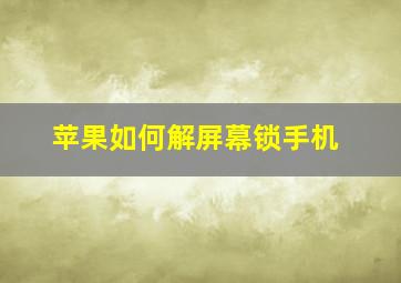 苹果如何解屏幕锁手机