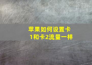 苹果如何设置卡1和卡2流量一样