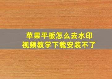 苹果平板怎么去水印视频教学下载安装不了