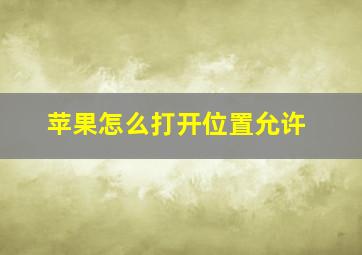 苹果怎么打开位置允许