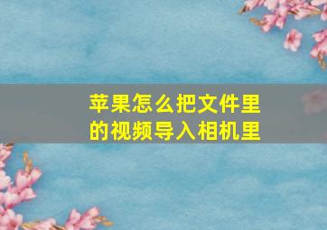 苹果怎么把文件里的视频导入相机里