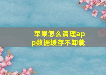 苹果怎么清理app数据缓存不卸载