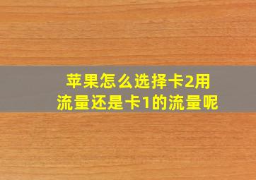 苹果怎么选择卡2用流量还是卡1的流量呢