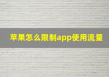 苹果怎么限制app使用流量