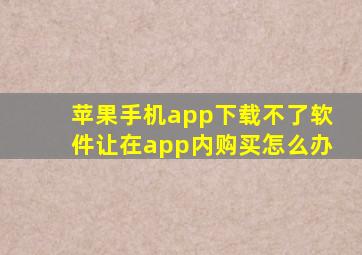 苹果手机app下载不了软件让在app内购买怎么办