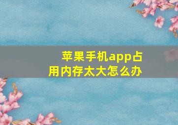 苹果手机app占用内存太大怎么办