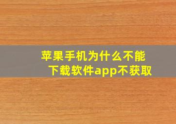 苹果手机为什么不能下载软件app不获取