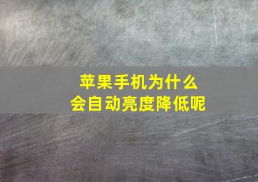 苹果手机为什么会自动亮度降低呢