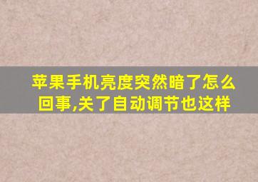 苹果手机亮度突然暗了怎么回事,关了自动调节也这样