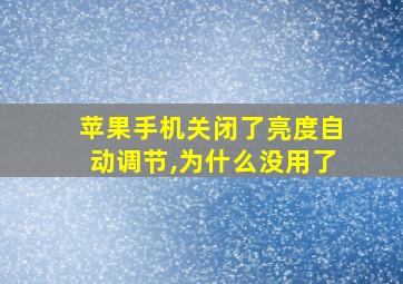 苹果手机关闭了亮度自动调节,为什么没用了