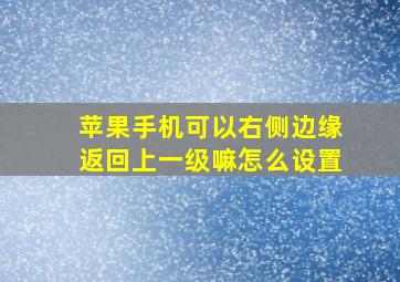 苹果手机可以右侧边缘返回上一级嘛怎么设置