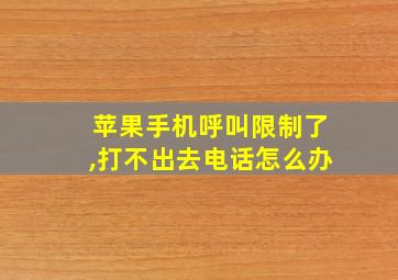 苹果手机呼叫限制了,打不出去电话怎么办