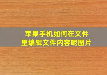 苹果手机如何在文件里编辑文件内容呢图片