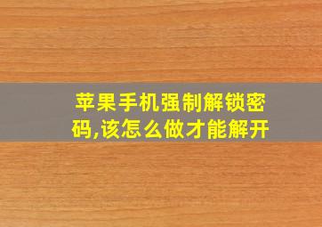 苹果手机强制解锁密码,该怎么做才能解开