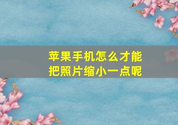 苹果手机怎么才能把照片缩小一点呢