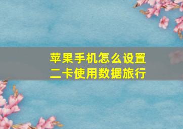 苹果手机怎么设置二卡使用数据旅行