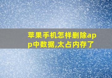 苹果手机怎样删除app中数据,太占内存了