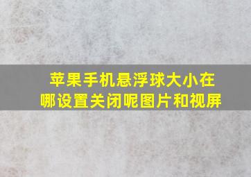 苹果手机悬浮球大小在哪设置关闭呢图片和视屏