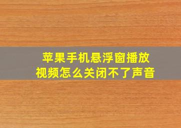 苹果手机悬浮窗播放视频怎么关闭不了声音