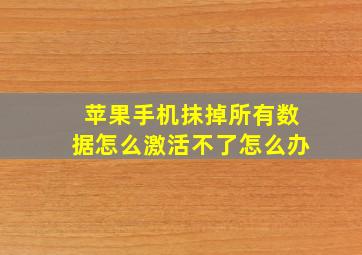 苹果手机抹掉所有数据怎么激活不了怎么办