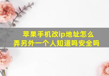 苹果手机改ip地址怎么弄另外一个人知道吗安全吗