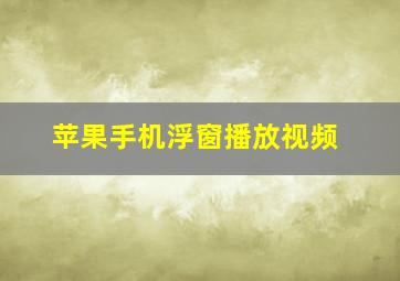 苹果手机浮窗播放视频