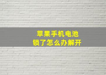 苹果手机电池锁了怎么办解开