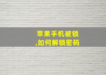 苹果手机被锁,如何解锁密码