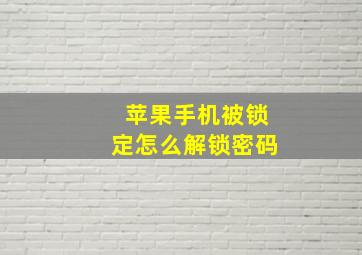 苹果手机被锁定怎么解锁密码