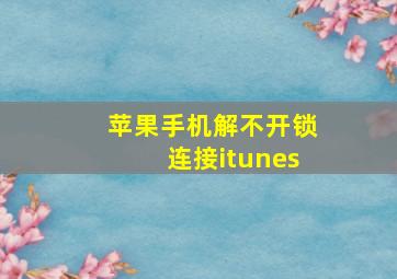 苹果手机解不开锁连接itunes