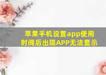 苹果手机设置app使用时间后出现APP无法显示