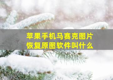 苹果手机马赛克图片恢复原图软件叫什么