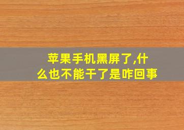 苹果手机黑屏了,什么也不能干了是咋回事