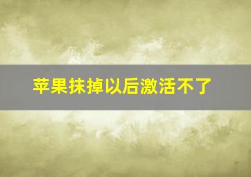 苹果抹掉以后激活不了