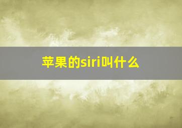 苹果的siri叫什么