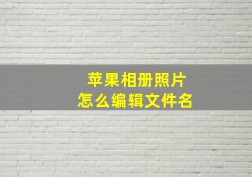 苹果相册照片怎么编辑文件名