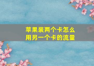 苹果装两个卡怎么用另一个卡的流量