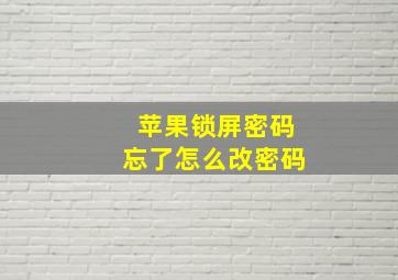 苹果锁屏密码忘了怎么改密码