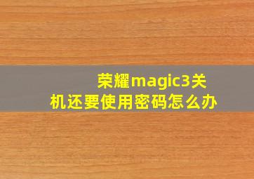 荣耀magic3关机还要使用密码怎么办