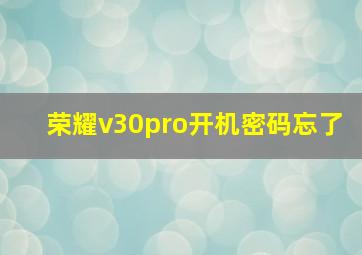 荣耀v30pro开机密码忘了